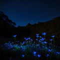 A beautiful illustration of mystic blooms with bioluminescence in night.