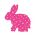 Art with pink rabbit silhouette and hearts