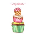 Beautiful illustration pyramid of cupcakes