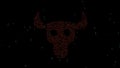 Beautiful illustration of red skull with matrix code on plain black background