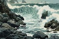 illustration of storm waves