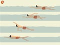 Beautiful illustration vector of step to perform backstroke swimming, swimming design