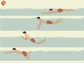 Beautiful illustration vector of step to perform breast stroke swimming, swimming design Royalty Free Stock Photo