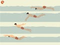 Beautiful illustration vector of step to perform butterflystroke swimming, swimming design Royalty Free Stock Photo