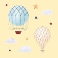 Watercolor air baloon illustration Royalty Free Stock Photo