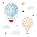 Watercolor air baloon illustration Royalty Free Stock Photo