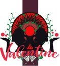 Beautiful illustration of women silhouettes with amazing and unique decorative background for valentine greeting card.cdr