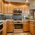 Wonderful kitchen area with honey-colored cabinetry