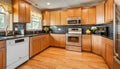 Wonderful kitchen area with honey-colored cabinetry