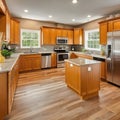 Wonderful kitchen area with honey-colored cabinetry