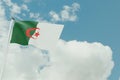 Algeria Flag with Sky Background 3d illustration image Royalty Free Stock Photo