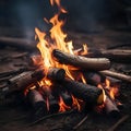 Camp fire close up Royalty Free Stock Photo