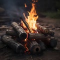 Camp fire close up Royalty Free Stock Photo