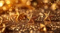 Golden Glitter Shimmering with Falling Stars and Christmas Lights Royalty Free Stock Photo