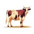 Beautiful image of a cow. Cute drawing cow. Cow in flat style