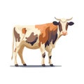 Beautiful image of a cow. Cute drawing cow. Cow in flat style