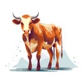 Beautiful image of a cow. Cute drawing cow. Cow in flat style