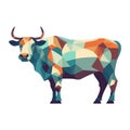 Beautiful image of a cow. Cute polygonal cow isolated. Cow in triangular style