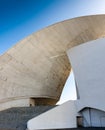 Beautiful image of curved architecture details of roof and wide staircase