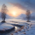 Dawning Winter Landscape Royalty Free Stock Photo