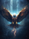 A beautiful image of a dream eagle in a powerful magickal backround.Generative AI Royalty Free Stock Photo