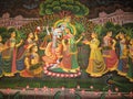 This is the beautiful image of lord krishna on dancing with radha & others