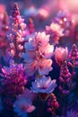 A beautiful image of pink flowers in the sunlight Royalty Free Stock Photo