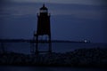 After Dusk Silhouette with lighthouse in the Distance Royalty Free Stock Photo