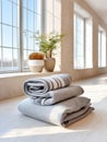 An Inviting Stack of Soft Towels Perfect for Your Yoga and Meditation Practices Royalty Free Stock Photo