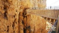 Beautiful image of the suspension bridge of the caminito del rey in ardales, Malaga