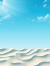 Beautiful image of wavy sand and blue sky with sunlight for wallpapers and background. Poster. Art of nature. Travel