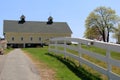 Beautiful image of yellow barn with white fence, Rachel Carson National Wildlife Center,Wells,Maine,2016