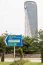 Beautiful impressive blue skyscraper in Kuala Lumpur Malaysia