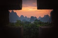 Yangshuo landscape at dusk Royalty Free Stock Photo