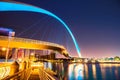 Beautiful incredible cityscape with Tolerance bridge near the water canal in Dubai, United Arab Emirates Royalty Free Stock Photo