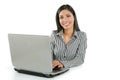 Beautiful indian brunette businesswoman laptop