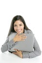 Beautiful indian brunette businesswoman laptop Royalty Free Stock Photo