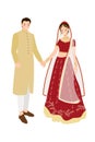 beautiful Indian couple bride and groom in traditional wedding sari dress