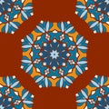 Beautiful Indian geometric seamless ornament print. Ethnic Mandala Fabric. Vector Buddhism style Meditation Pattern. Can