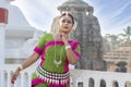 Beautiful indian girl dancer of Indian classical odissi dance, Indian dance style.