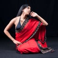 Beautiful Indian girl in red sari Royalty Free Stock Photo