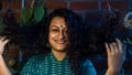 Woman with curly hairs