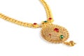 Indian Traditional Gold Necklace with Gemstones Royalty Free Stock Photo