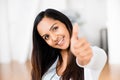 Beautiful Indian woman thumbs up happy smiling Royalty Free Stock Photo