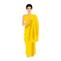 Beautiful Indian woman in traditional yellow saree