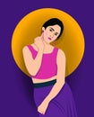 Beautiful Indian young Pretty Women Portrait Vector Artwork illustration Royalty Free Stock Photo