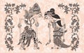 BEAUTIFUL INDONESIAN BATIK WITH JAVANESE PUPPET DESIGN Royalty Free Stock Photo