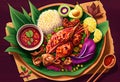 Beautiful indonesian food illustration vibrant AI generated