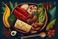 Beautiful indonesian food illustration vibrant AI generated