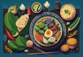 Beautiful indonesian food illustration vibrant AI generated